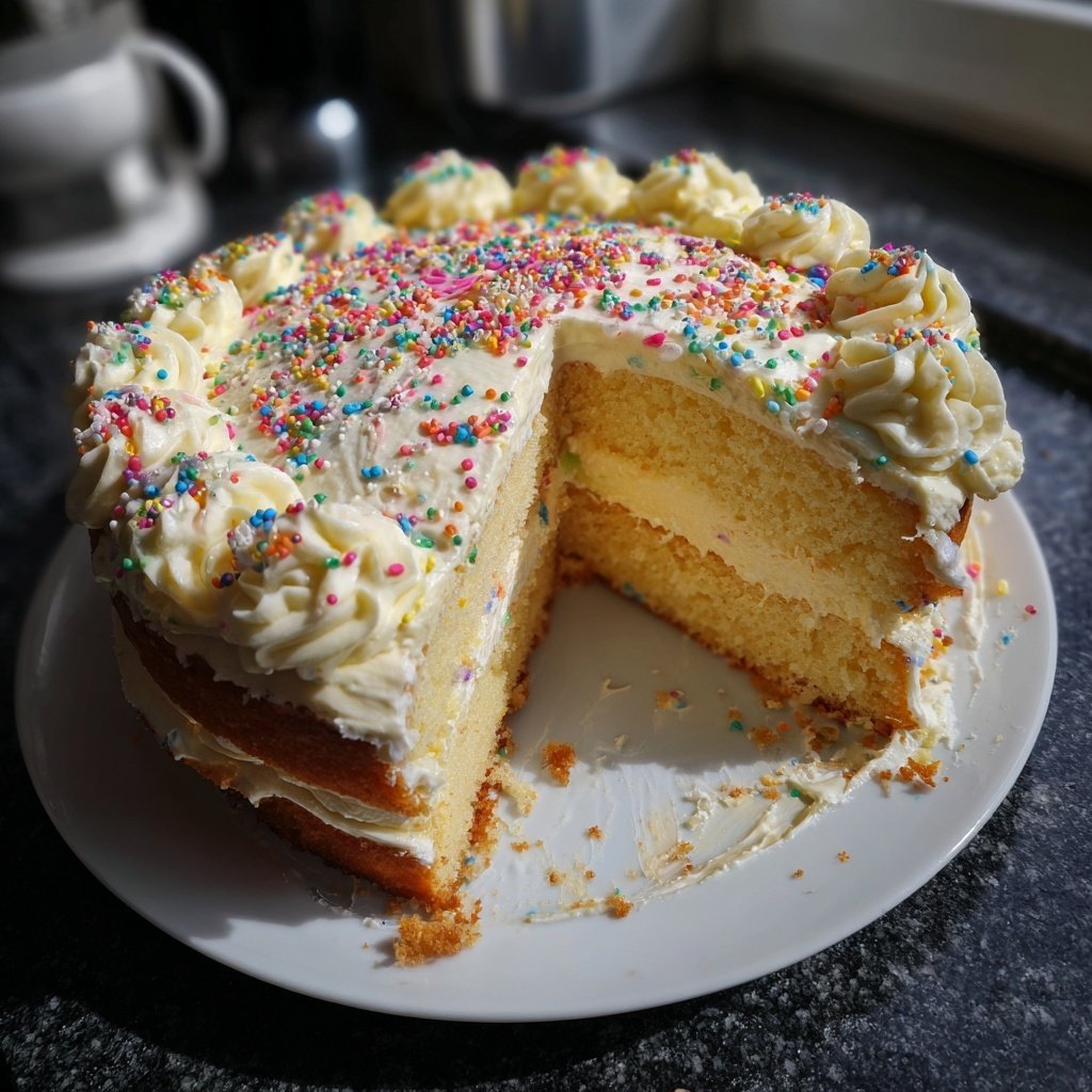 Geburtstagskuchen mit Vanillecreme