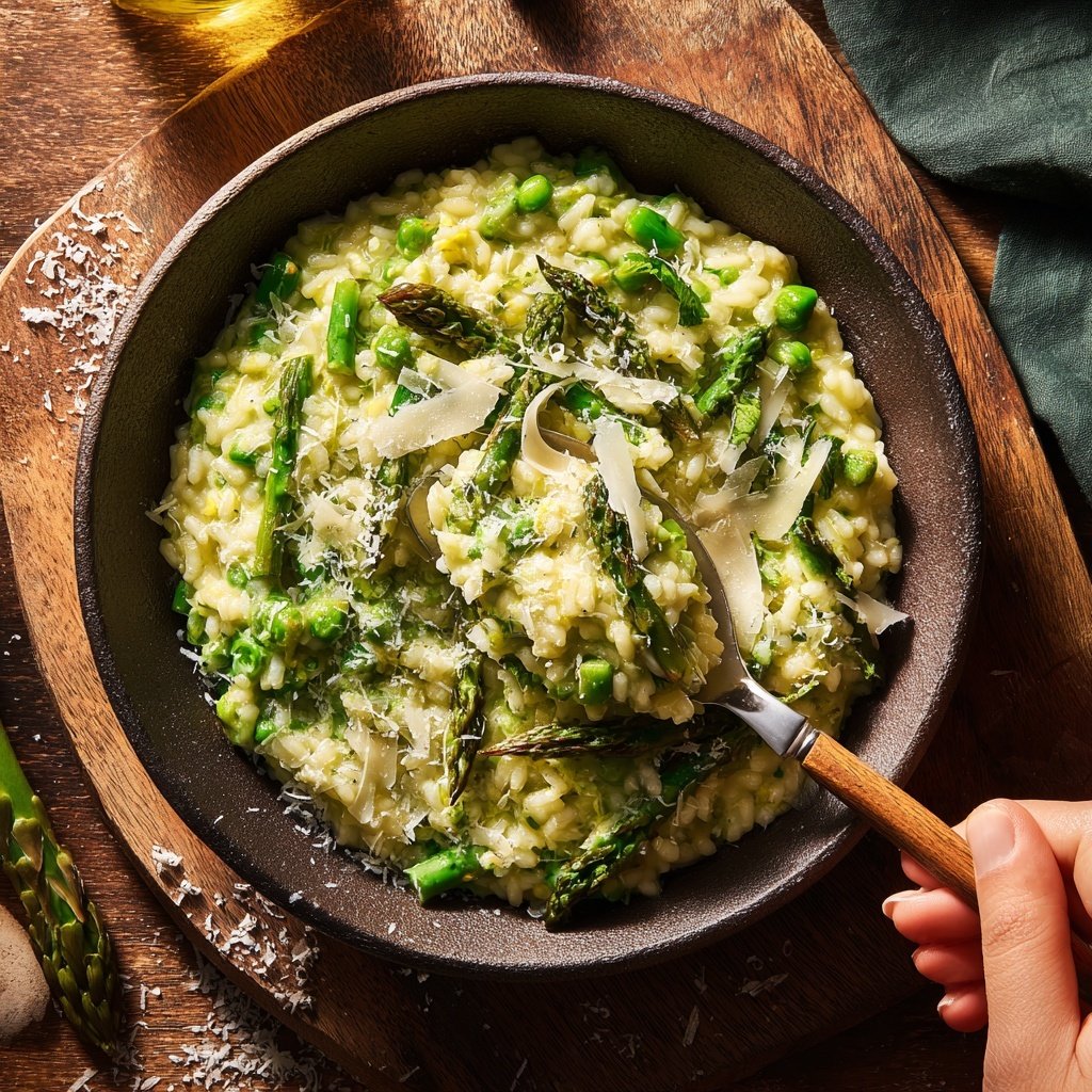 Grüner Spargel Risotto Cremig