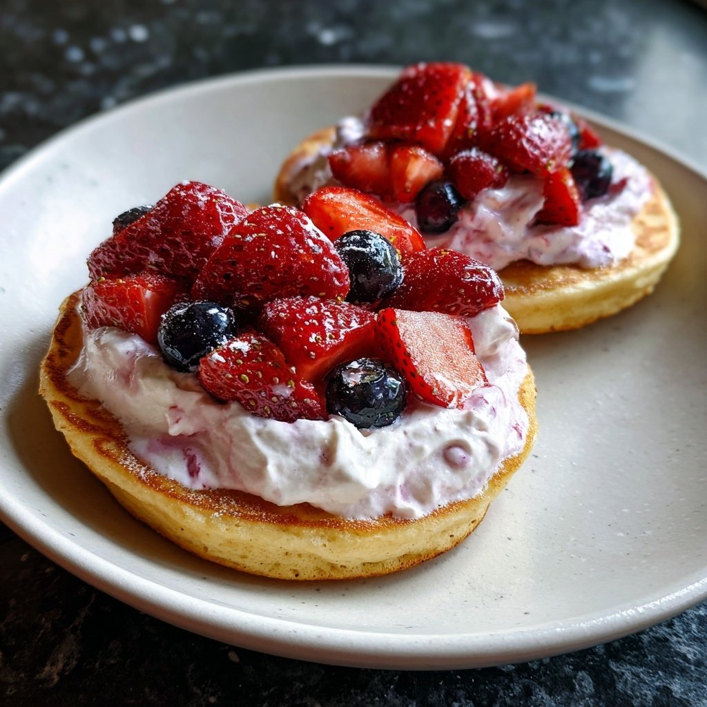 Pfannkuchen mit Erdbeerquark