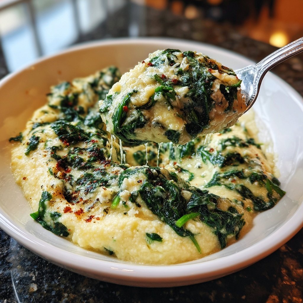 Polenta mit Spinat und Gorgonzola