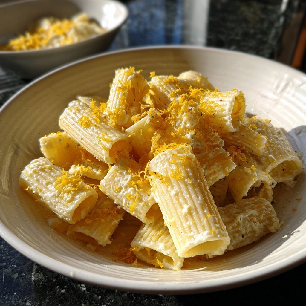 Rigatoni mit Ricotta und Zitrone