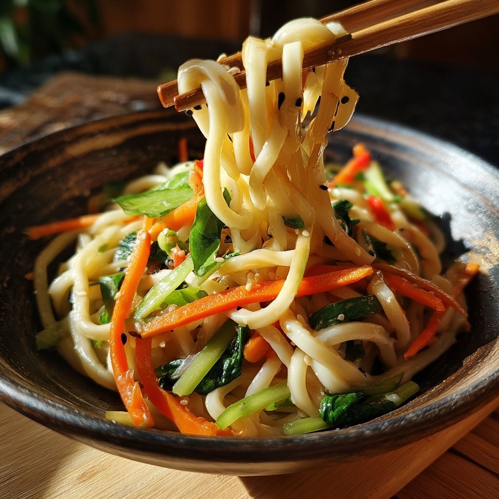 Udon-Nudeln mit Teriyaki-Gemüse